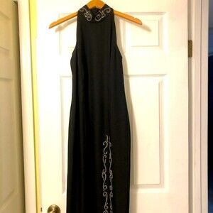 Vintage Liz Claiborne halter dress with beading embellishments